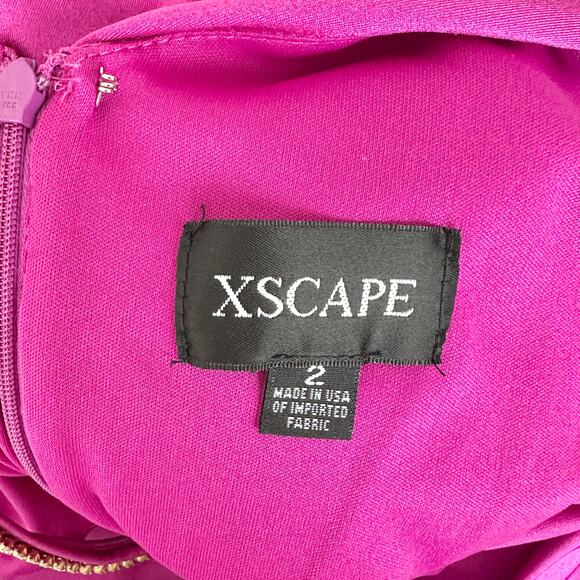 XSCAPE Rhinestone Strap Ruched Seam Sleeveless Gown Pink Formal Stretch US 2 NWT - Picture 13 of 16